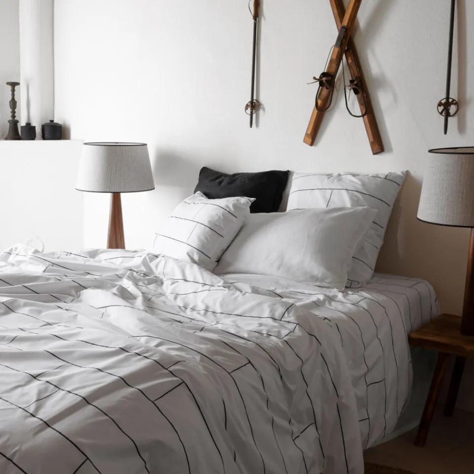 Carré Blanc Housse de couette coton réversible Elaphe| Housses De Couette