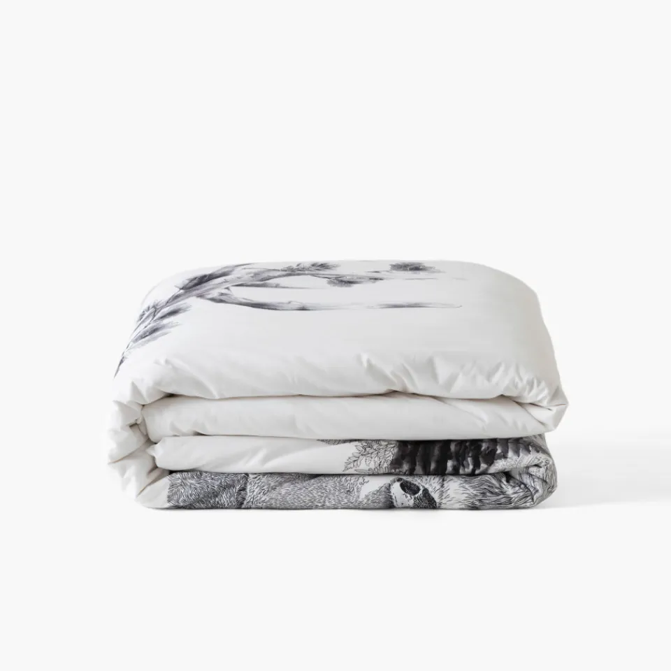 Carré Blanc Housse de couette coton réversible Elaphe| Housses De Couette