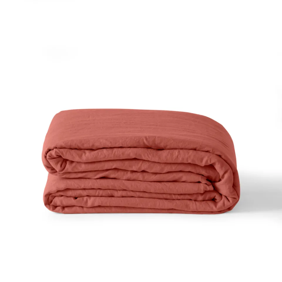 Carré Blanc Housse de couette enfant lin et coton lavé Songe terre cuite|Enfant Housses De Couette