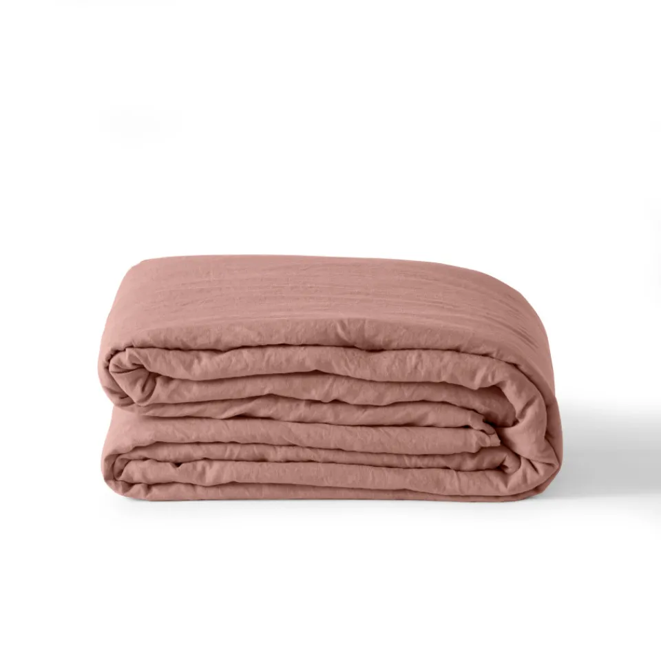 Carré Blanc Housse de couette enfant lin et coton lavé Songe rose cendré|Enfant Housses De Couette