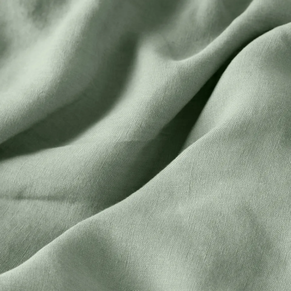 Carré Blanc Housse de couette lin et coton lavé Songe eucalyptus| Housses De Couette