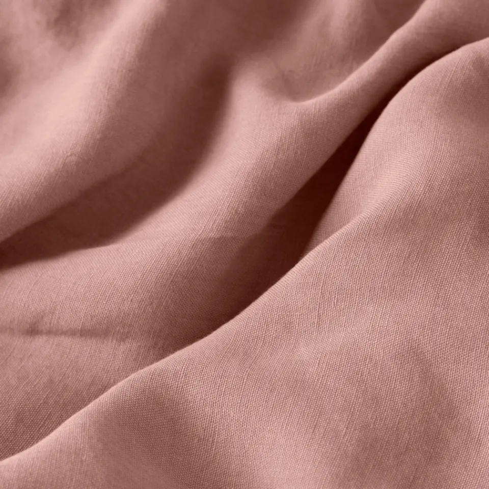 Carré Blanc Housse de couette lin et coton lavé Songe rose cendré| Housses De Couette