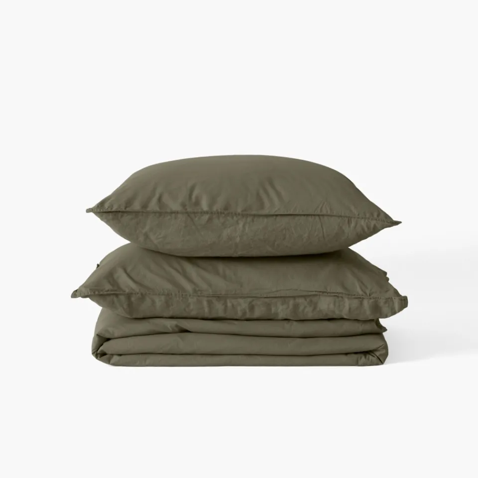 Carré Blanc Housse de couette lin et coton lavé Songe bocage| Housses De Couette
