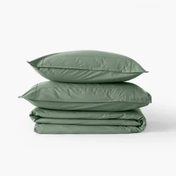 Carré Blanc Housse de couette percale de coton Neo thym| Housses De Couette