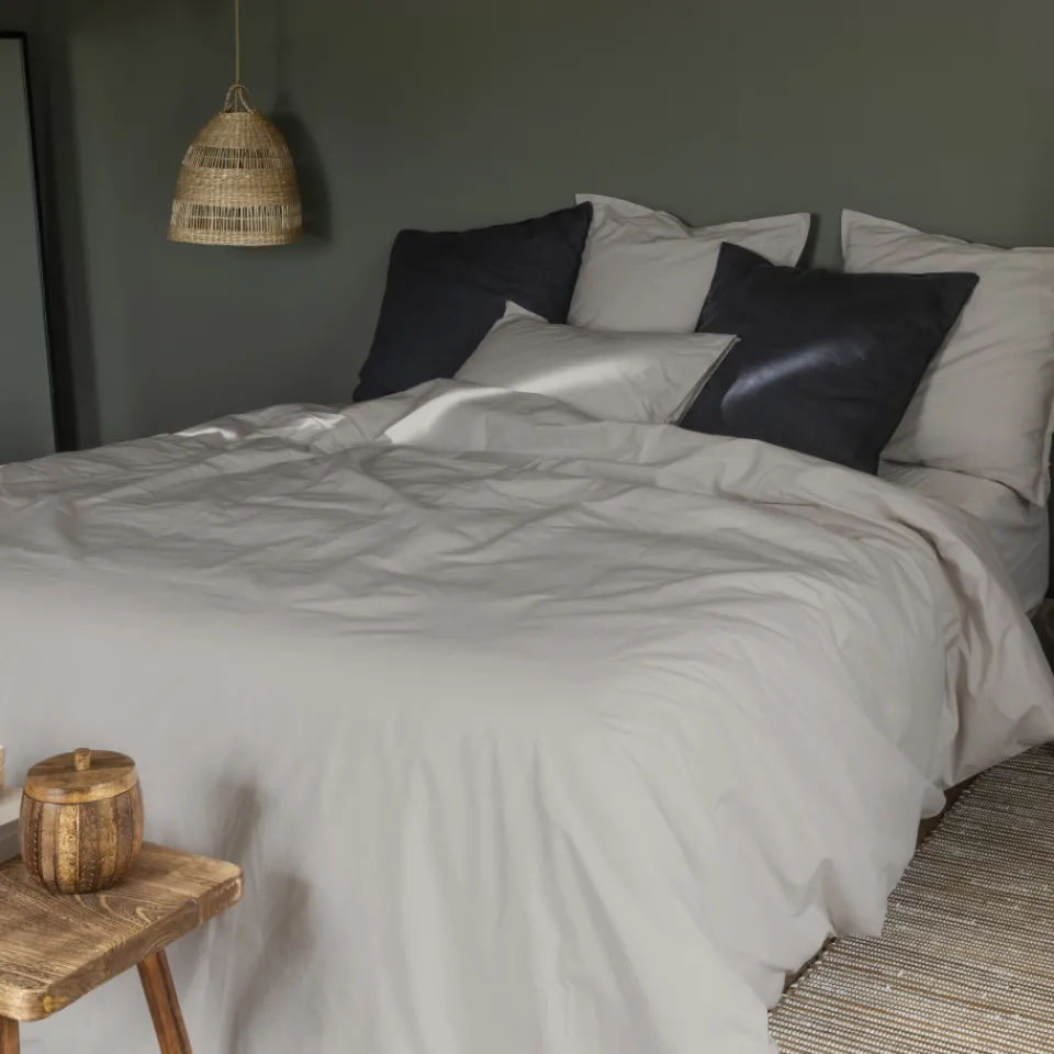 Carré Blanc Housse de couette percale de coton Neo ficelle| Housses De Couette