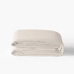 Carré Blanc Housse de couette pur coton lavé biologique Souffle vanille| Housses De Couette