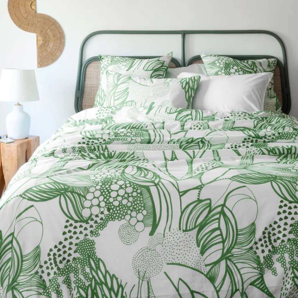 Carré Blanc Housse de couette réversible percale de coton bio Canopée| Housses De Couette