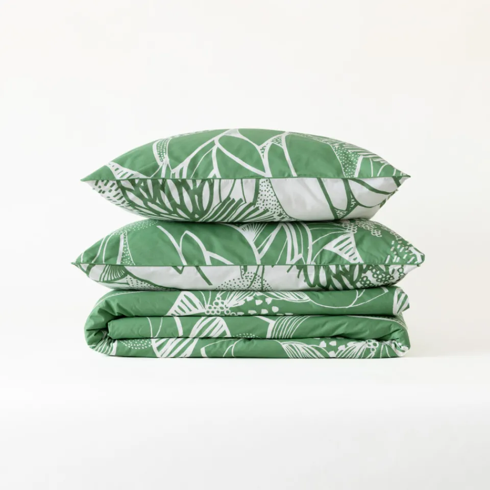 Carré Blanc Housse de couette réversible percale de coton bio Canopée| Housses De Couette