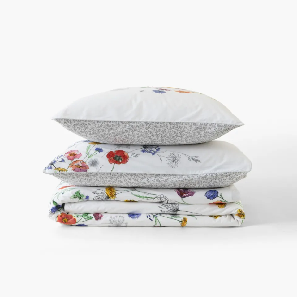 Carré Blanc Housse de couette réversible percale de coton Eloges| Housses De Couette
