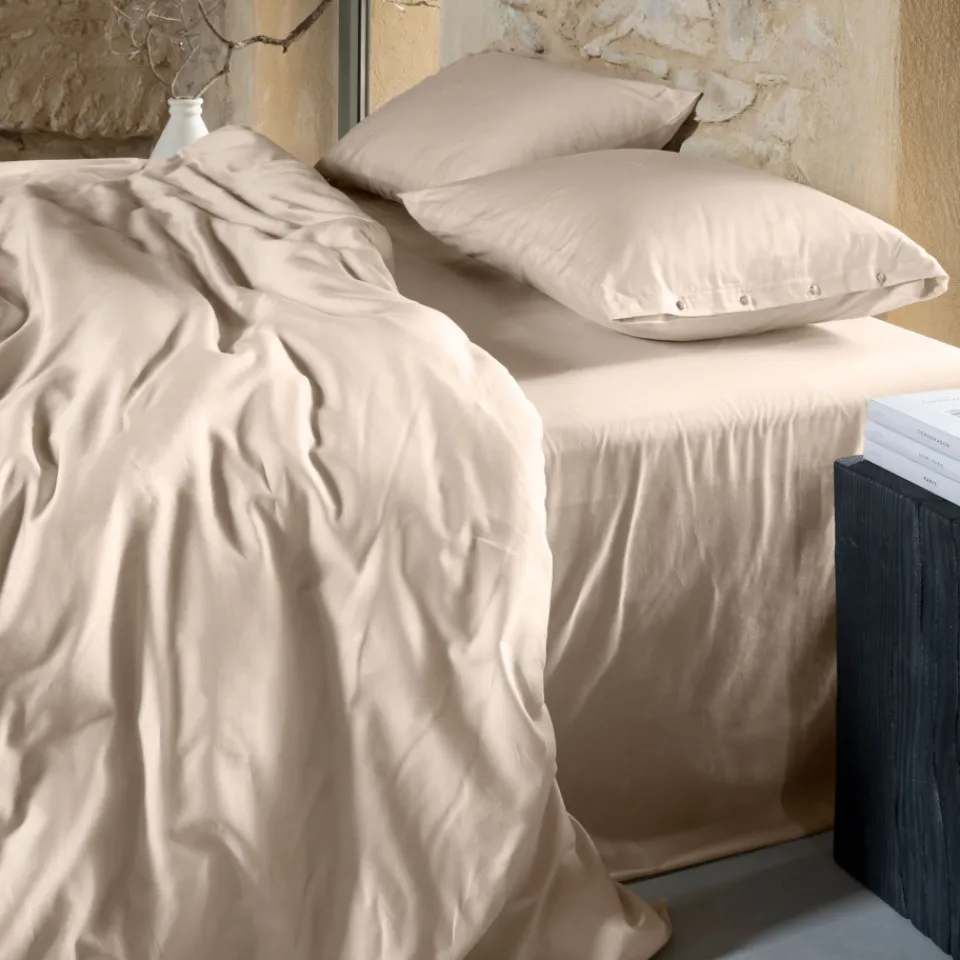 Carré Blanc Housse de couette satin de coton lavé bio Quartz dune|Femme Coffrets Cadeaux|Housses De Couette