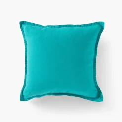 Carré Blanc Housse de coussin lin lavé Songe menthe| Housses De Coussin