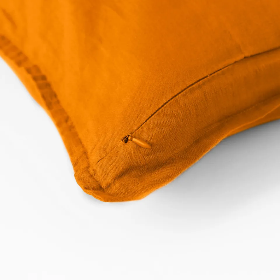 Carré Blanc Housse de coussin lin lavé Songe curcuma| Housses De Coussin