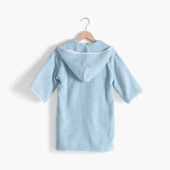 Carré Blanc Peignoir bébé coton bio à capuche zippé Illumine bleu polaire|Enfant Peignoirs 12 Mois - 10 Ans