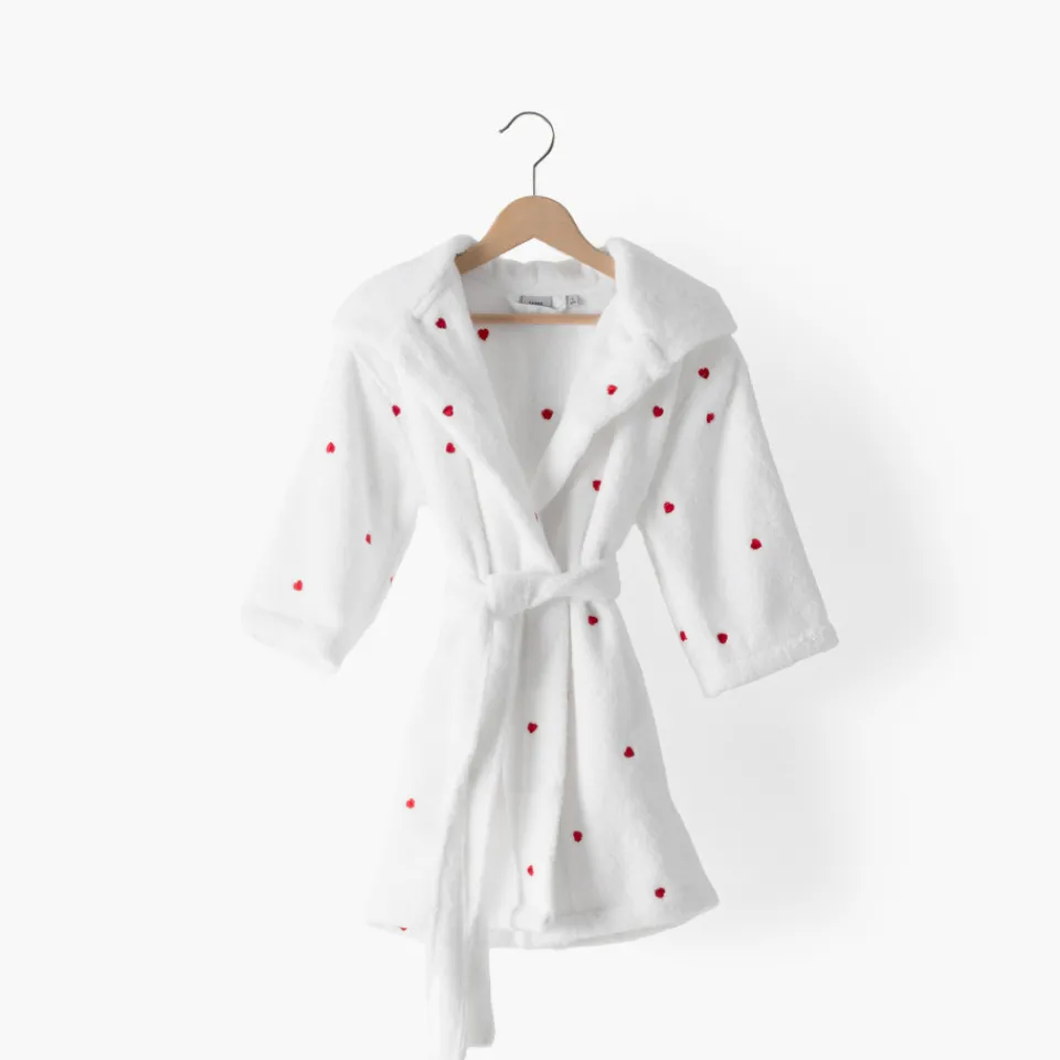 Carré Blanc Peignoir enfant coton Adore blanc|Enfant Peignoirs 12 Mois - 10 Ans