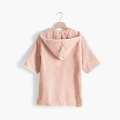 Carré Blanc Peignoir enfant coton bio à capuche zippé Illumine vieux rose|Enfant Peignoirs 12 Mois - 10 Ans