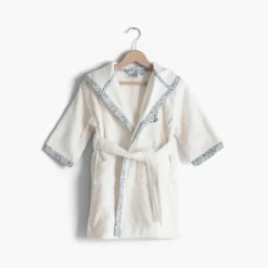 Carré Blanc Peignoir enfant coton bio à capuche Dandine ivoire|Enfant Peignoirs 12 Mois - 10 Ans