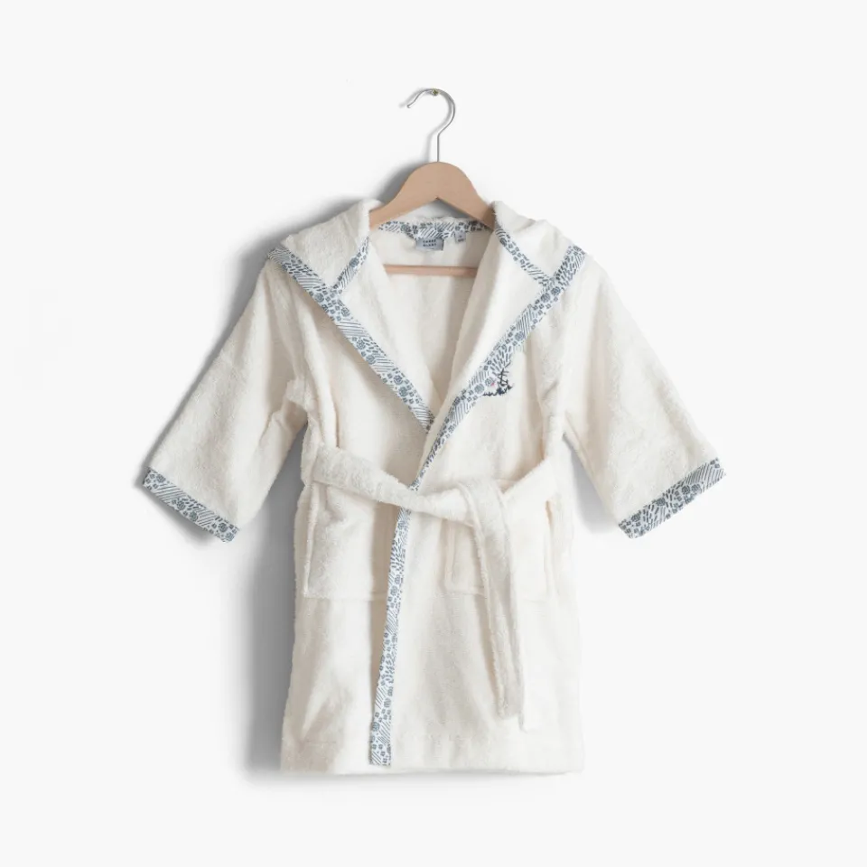 Carré Blanc Peignoir enfant coton bio à capuche Dandine ivoire|Enfant Peignoirs 12 Mois - 10 Ans