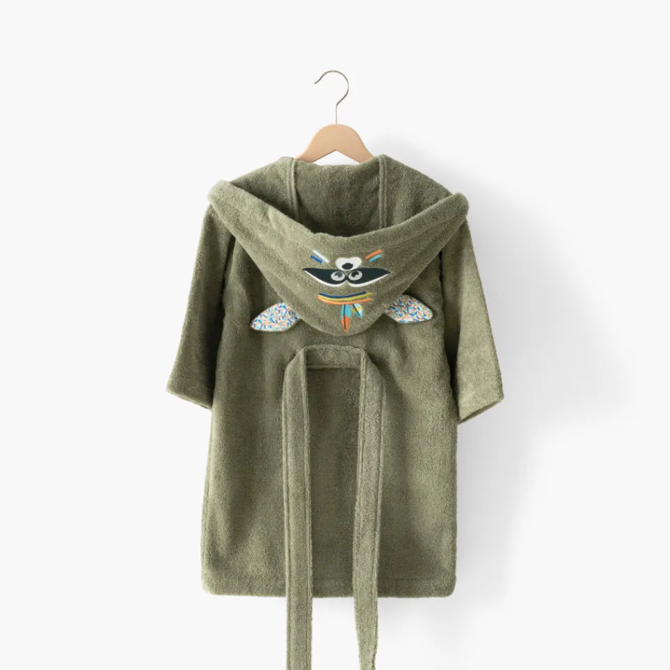 Carré Blanc Peignoir enfant coton Playful kaki|Enfant Peignoirs 12 Mois - 10 Ans|Nouveautés Bébénew