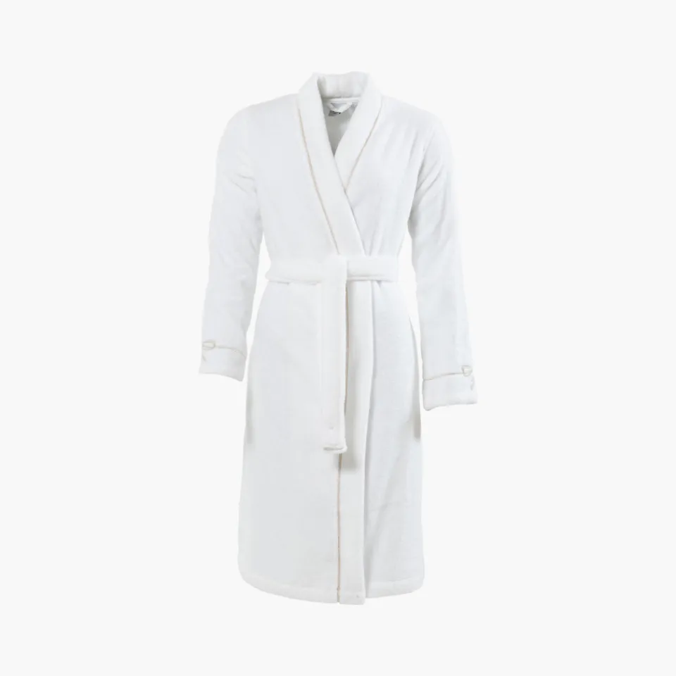 Carré Blanc Peignoir femme coton col kimono Pampa II blanc|Femme Peignoirs Femme