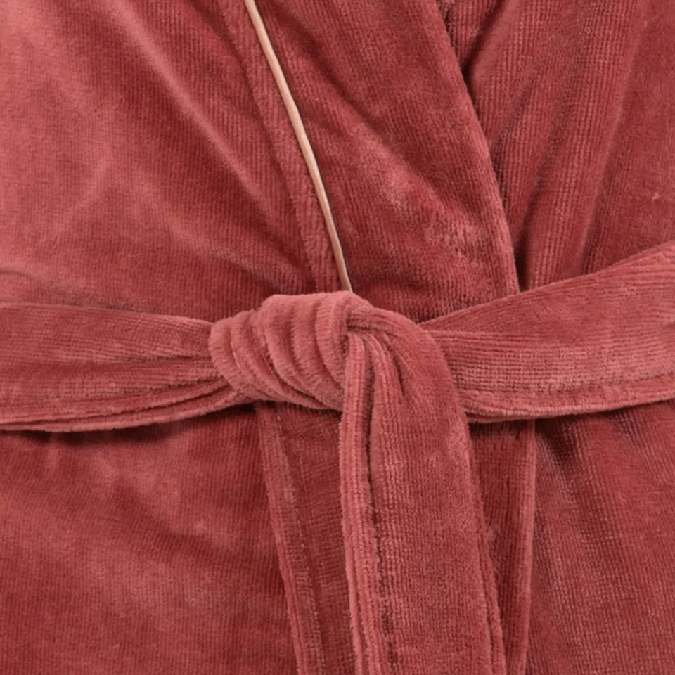 Carré Blanc Peignoir femme coton col kimono Calathéa terracotta|Femme Peignoirs Femme