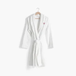 Carré Blanc Peignoir femme coton col châle Amours blanc|Femme Peignoirs Femme