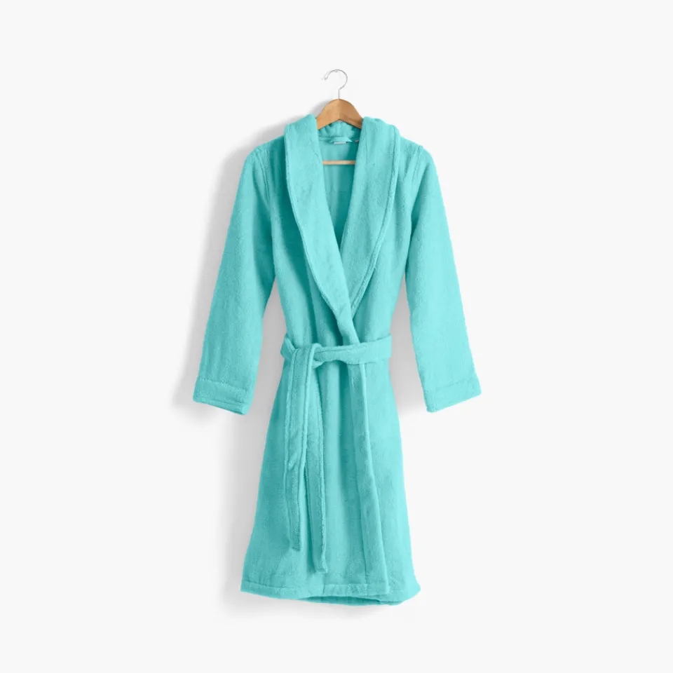 Carré Blanc Peignoir femme coton moelleux Ella lagon|Femme Peignoirs Femme