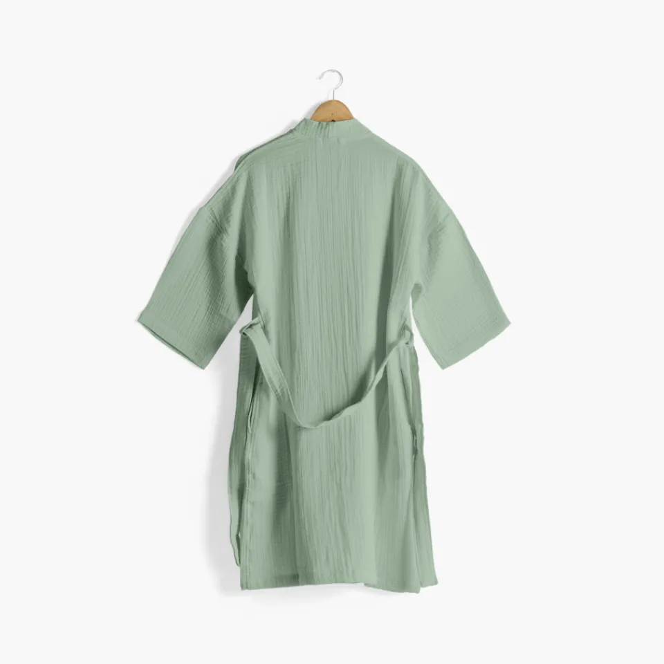 Carré Blanc Peignoir femme gaze de coton biologique Naturelle eucalyptus|Femme Coffrets Cadeaux|Peignoirs Femme