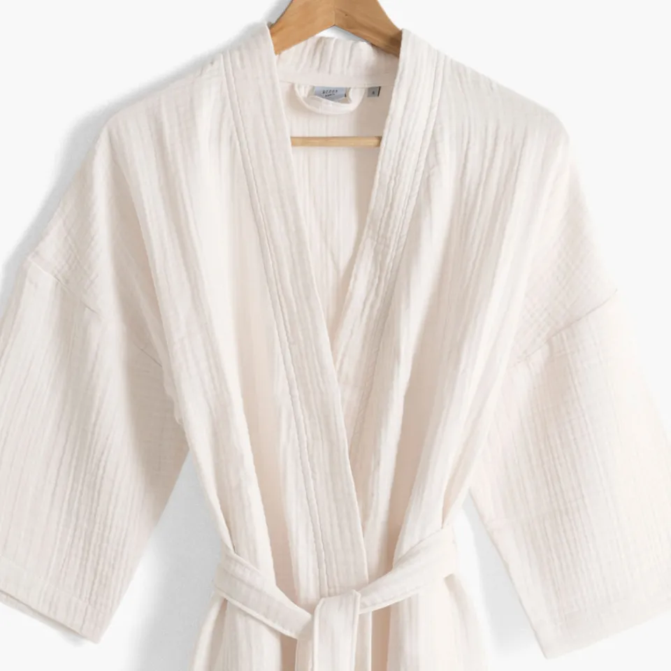 Carré Blanc Peignoir femme gaze de coton biologique Naturelle naturel|Femme Coffrets Cadeaux|Peignoirs Femme
