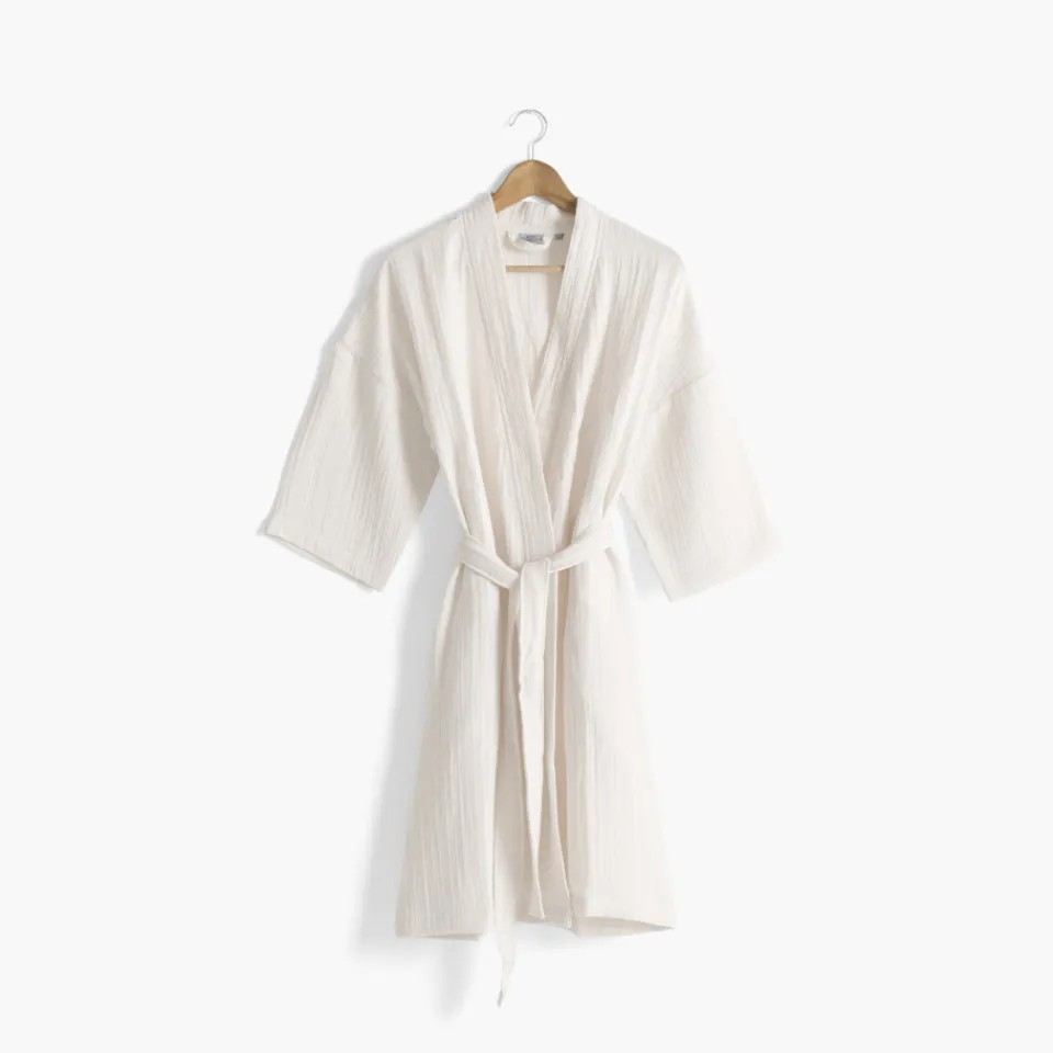 Carré Blanc Peignoir femme gaze de coton biologique Naturelle naturel|Femme Coffrets Cadeaux|Peignoirs Femme