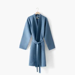 Carré Blanc Peignoir homme coton nid d'abeille Ilyan bleu grisé|Homme Coffrets Cadeaux|Peignoirs Homme