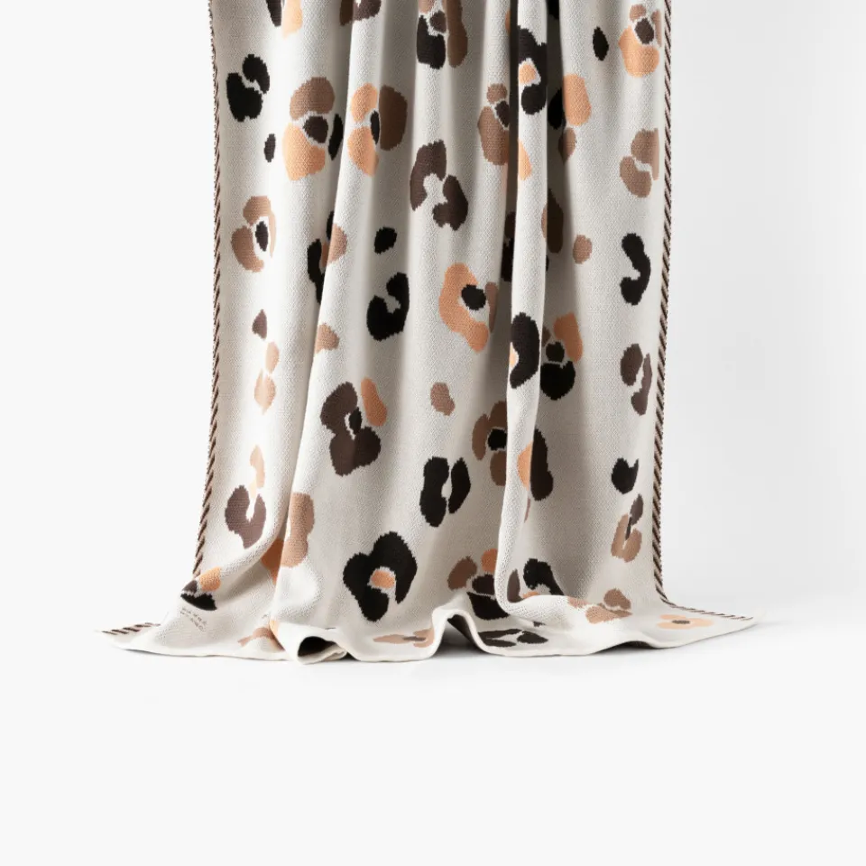 Carré Blanc Plaid coton maille jacquard Ysée ivoire|Femme Coffrets Cadeaux