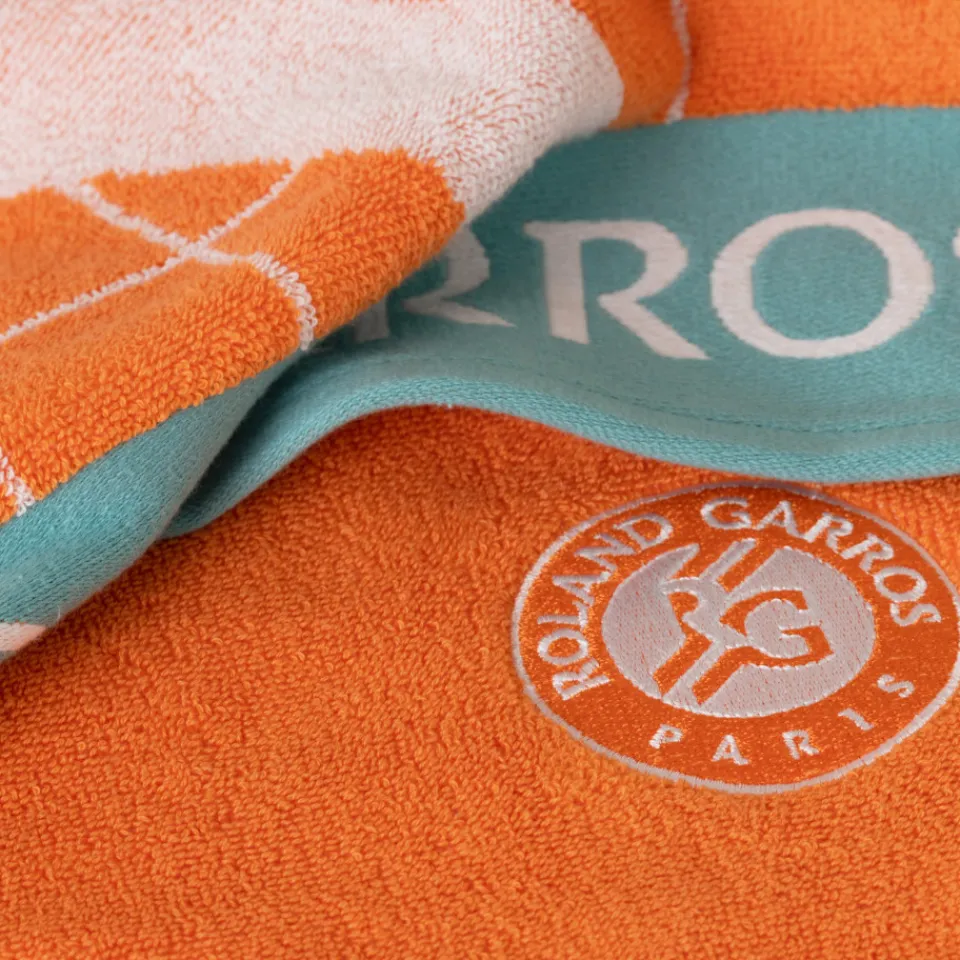 Carré Blanc Serviette de plage joueur•se coton bio Roland-Garros 2023 terre battue| La Plage