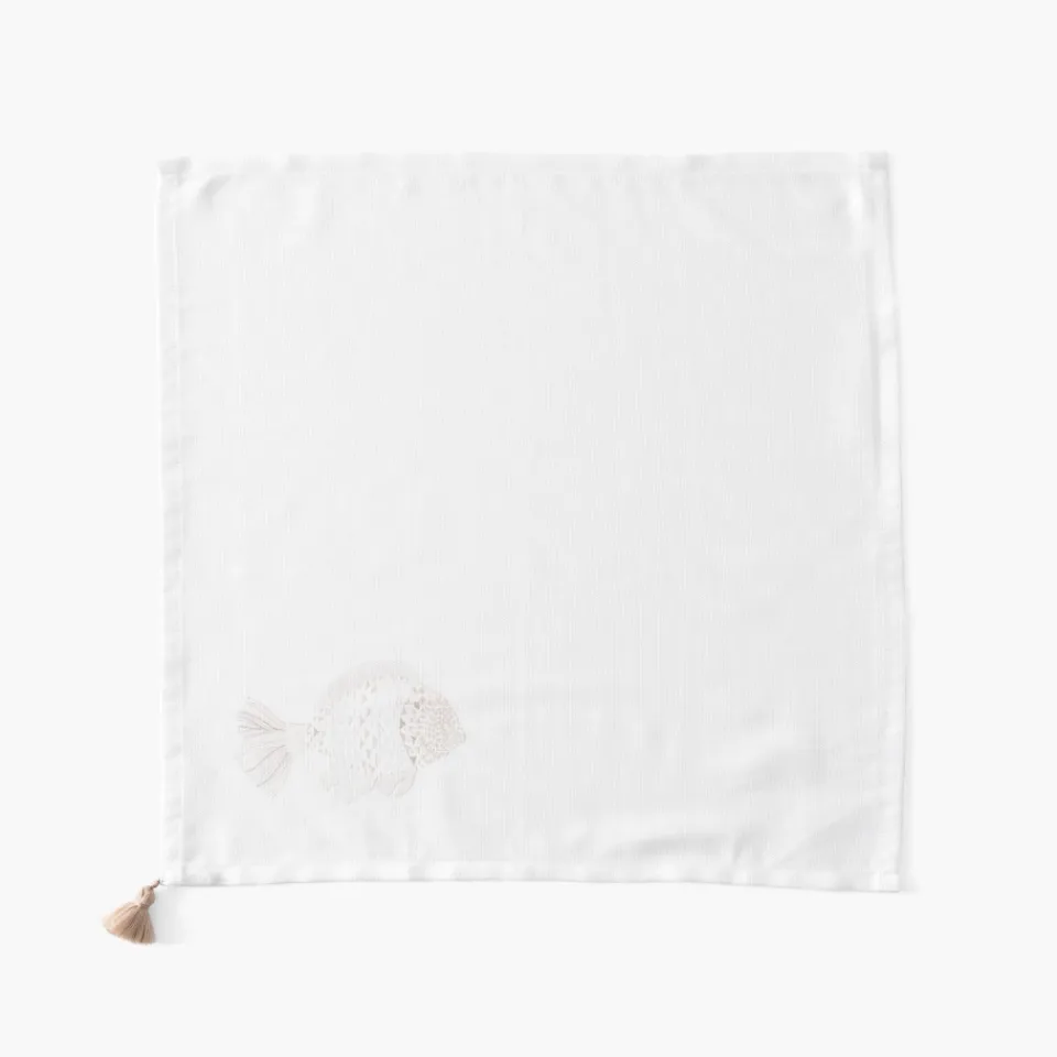 Carré Blanc Serviette de table coton Mykonos blanc| Serviettes De Table