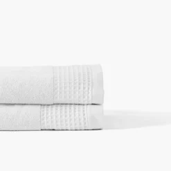 Carré Blanc Serviette de toilette bouclette de coton biologique Source blanc| Serviettes De Toilette
