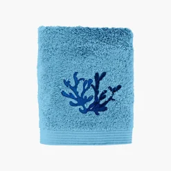 Carré Blanc Serviette de toilette coton et viscose de bambou Abysse bleu| Serviettes De Toilette