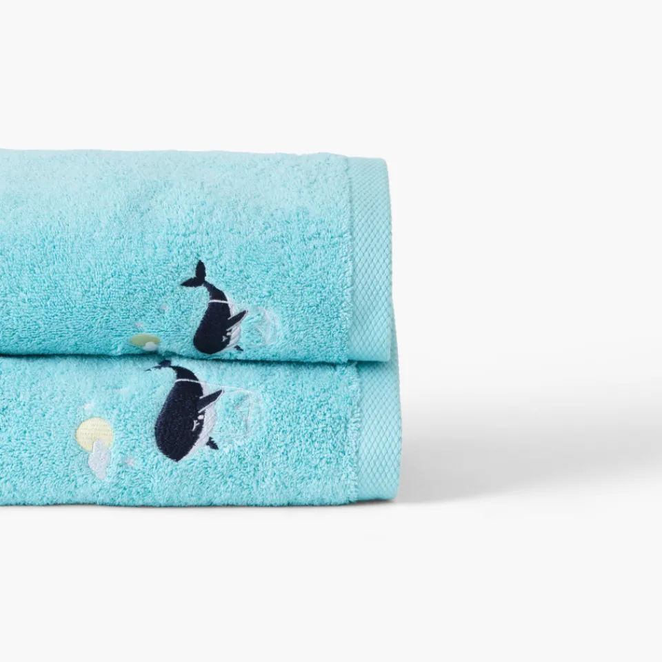 Carré Blanc Serviette de toilette coton Atlantis lagon|Enfant Serviettes De Toilette