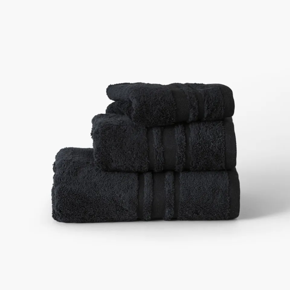 Carré Blanc Serviette de toilette coton Lola II noir| Serviettes De Toilette