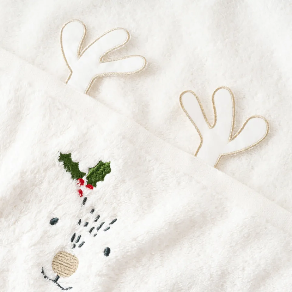 Carré Blanc Serviette de toilette coton Xmasful ivoire|Enfant Serviettes De Toilette|Nouveautés Bébénew