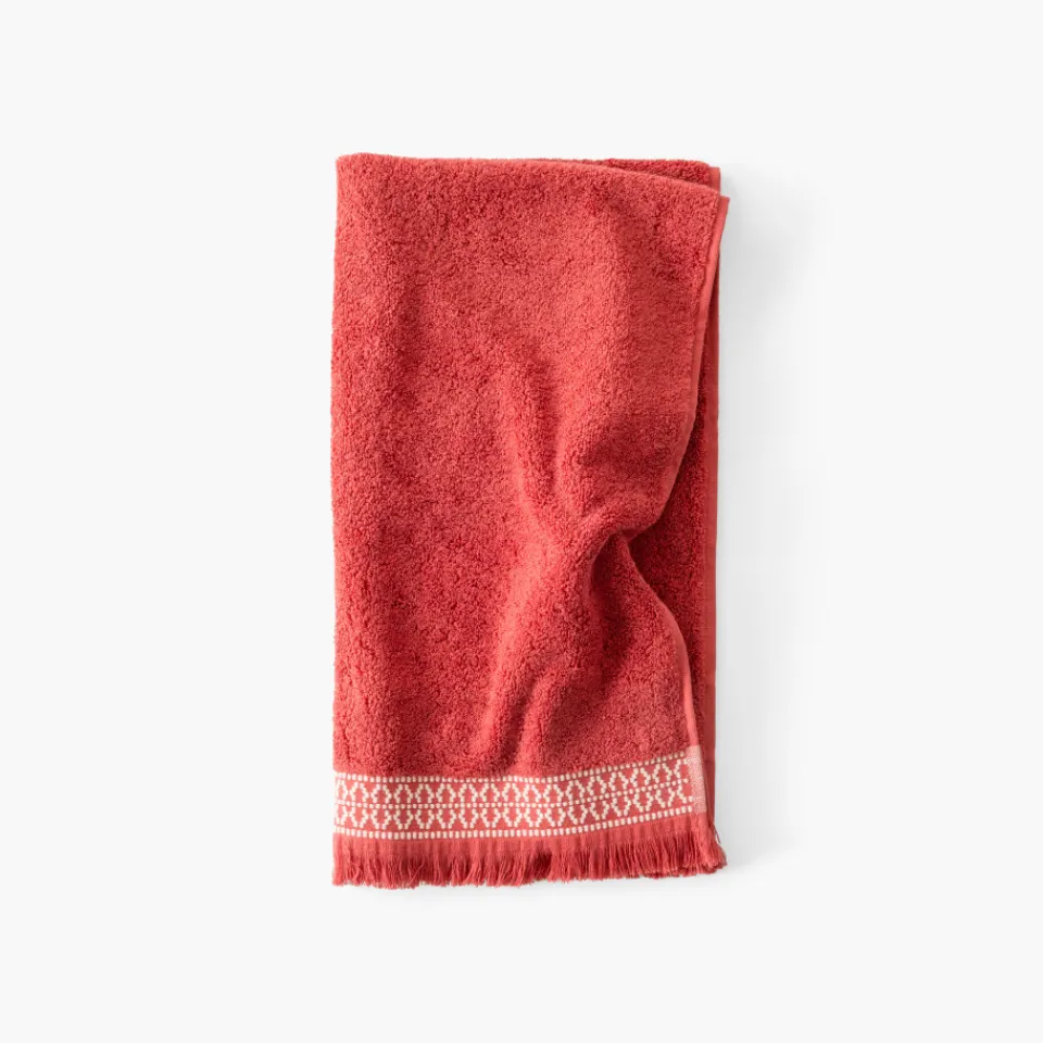 Carré Blanc Serviette de toilette coton Villasol terracotta| Serviettes De Toilette