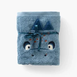 Carré Blanc Serviette de toilette coton Happyful bleu céleste|Enfant Serviettes De Toilette