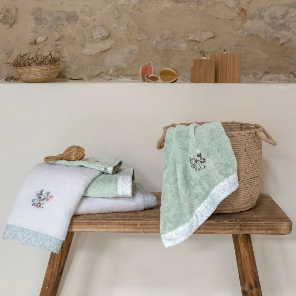 Carré Blanc Serviette de toilette coton bio Jardine blanc|Enfant Serviettes De Toilette