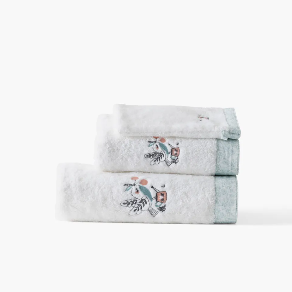 Carré Blanc Serviette de toilette coton bio Jardine blanc|Enfant Serviettes De Toilette