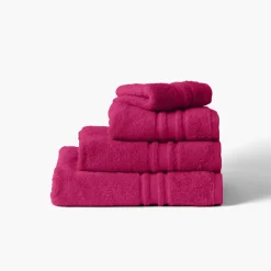 Carré Blanc Serviette de toilette coton Lola II framboise| Serviettes De Toilette
