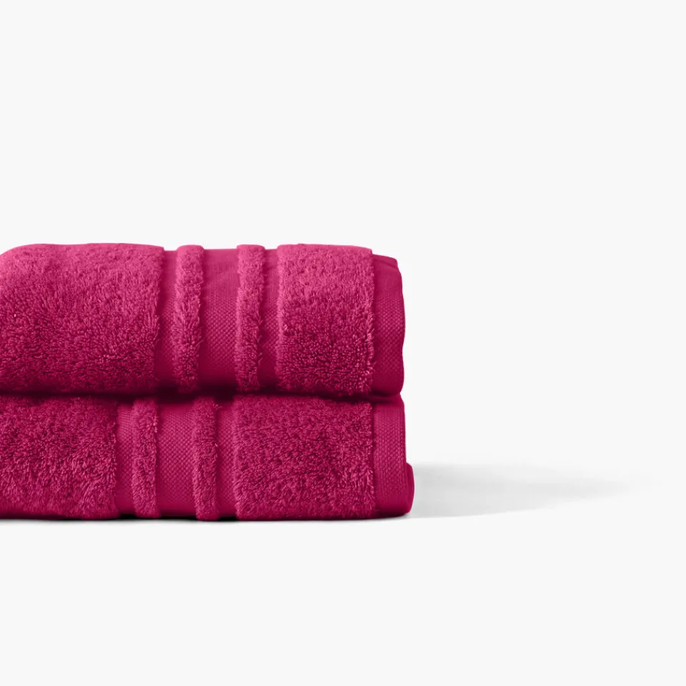 Carré Blanc Serviette de toilette coton Lola II framboise| Serviettes De Toilette