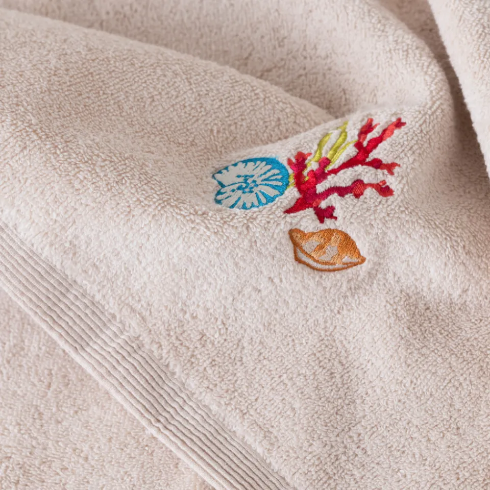 Carré Blanc Serviette de toilette coton Récif sable| Serviettes De Toilette