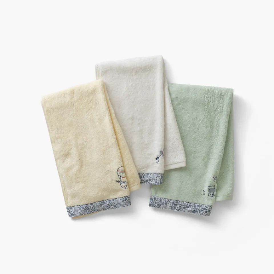 Carré Blanc Serviette de toilette coton bio Dandine paille|Enfant Serviettes De Toilette