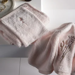 Carré Blanc Serviette de toilette coton et viscose de bambou Aura nude| Serviettes De Toilette