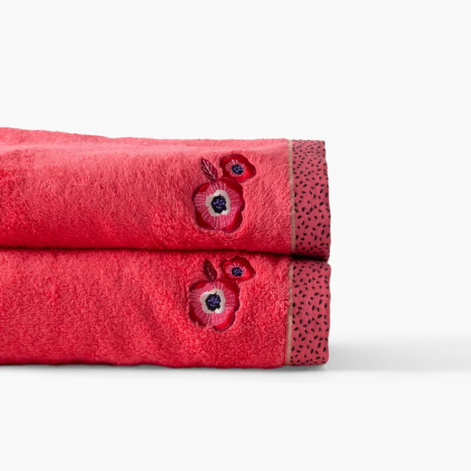 Carré Blanc Serviette de toilette coton Rosella coquelicot| Serviettes De Toilette