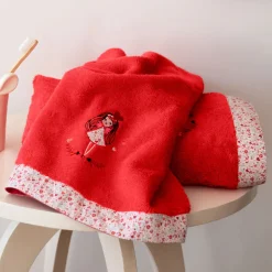 Carré Blanc Serviette de toilette coton bio Mes rêves rouge tendre|Enfant Serviettes De Toilette