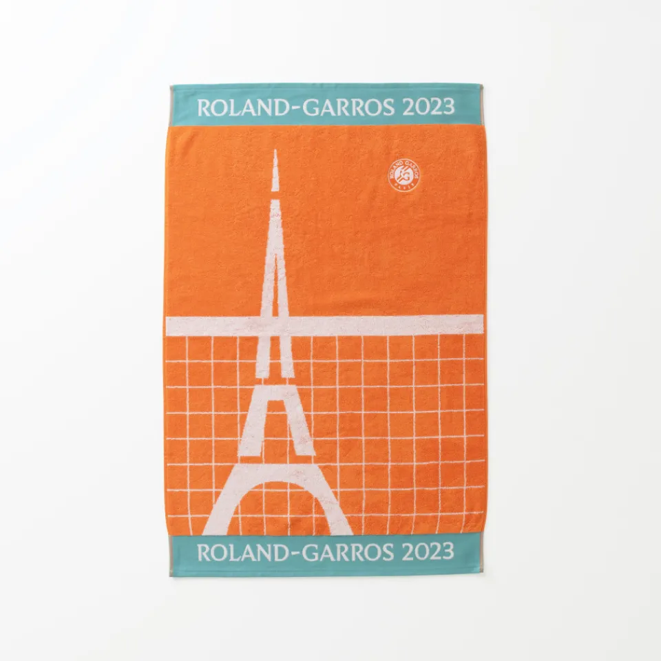 Carré Blanc Serviette de toilette joueur•se coton bio Roland-Garros 2023 terre battue| Serviettes De Toilette